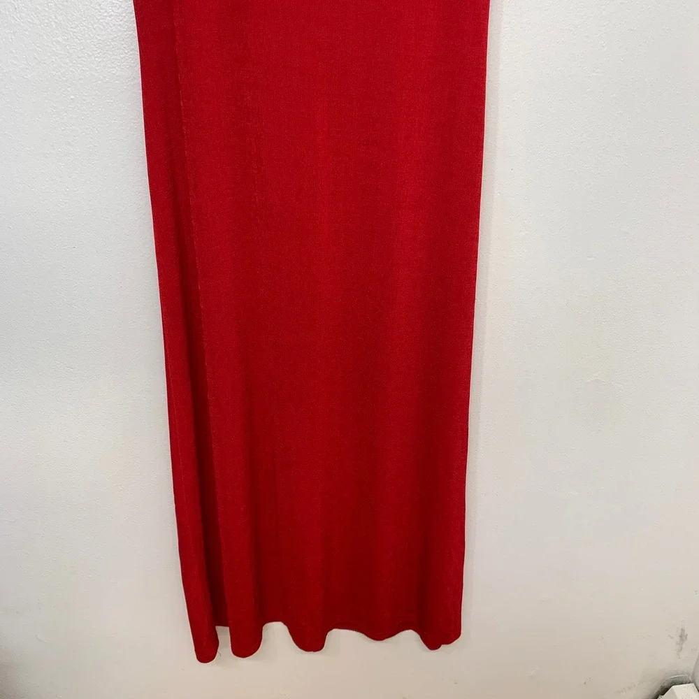 Knapp Studio  Red Sleeveless Maxi Dress Scoop Neck 90s Vintage Knit Medium USA